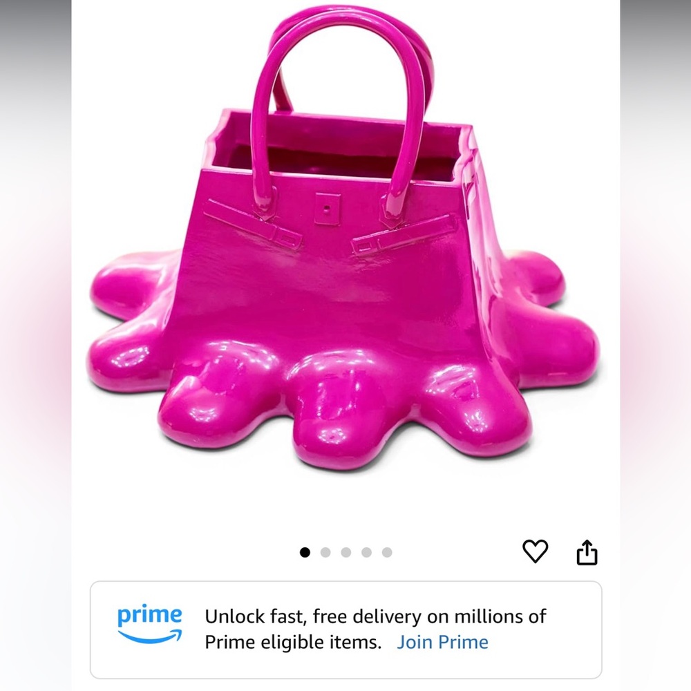 Pink handbag vase, used for decor